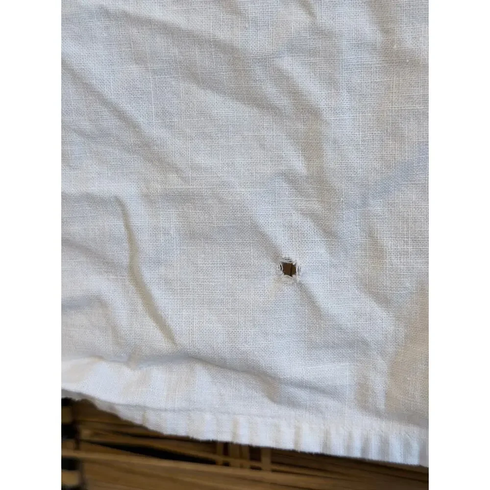 Vintage handmade white embroidered tablecloth floral cottagecore square 30X30